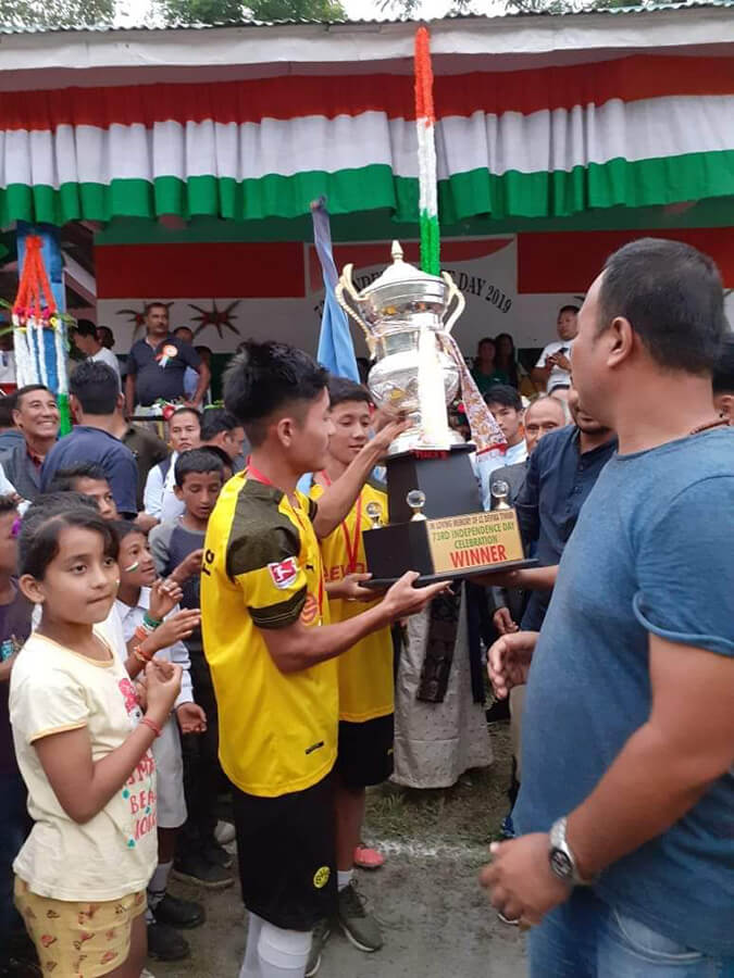 Champions trophy at Sadam School playground